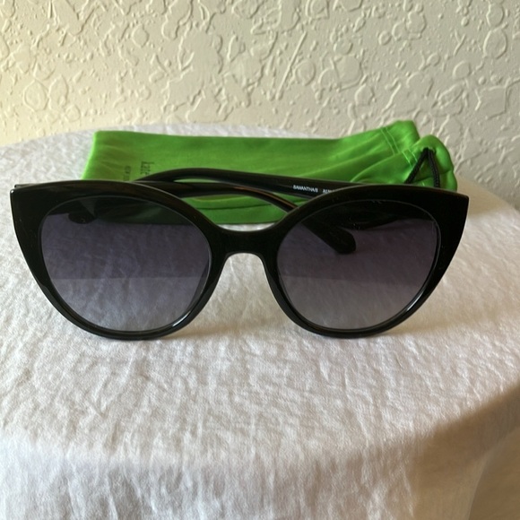 Kate Spade: Black Samantha Cat Eye Sunglasses- Gray gradient- green sleeve - Picture 14 of 16
